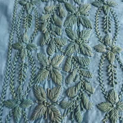 albaas | Lucknavi Chikankari on Soft Lawn Shirt's Front and Sleeves with Dupatta Sprayed with Motifs - Unstitched 2PC Suit   | ALLCSD-36701-ELECTRIC BLUE