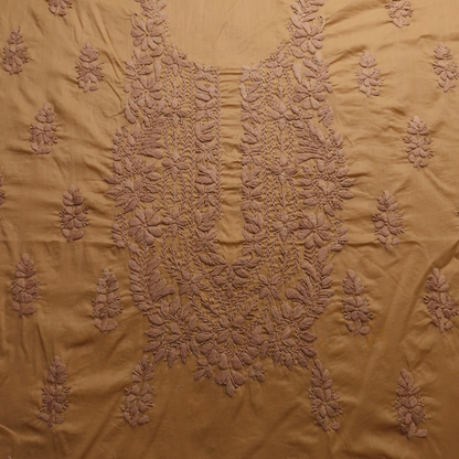 albaas | Lucknavi Chikankari on Soft Lawn Shirt's Front and Sleeves with Dupatta Sprayed with Motifs - Unstitched 2PC Suit   | ALLCSD-36701-GOLD WASH