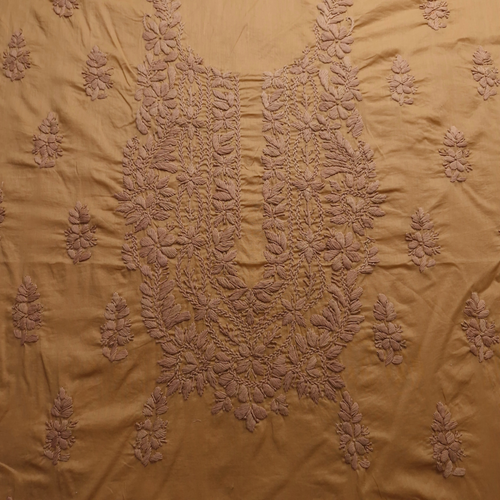 albaas | Lucknavi Chikankari on Soft Lawn Shirt's Front and Sleeves with Dupatta Sprayed with Motifs - Unstitched 2PC Suit   | ALLCSD-36701-GOLD WASH