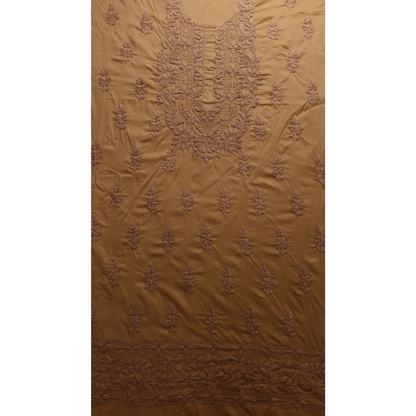 albaas | Lucknavi Chikankari on Soft Lawn Shirt's Front and Sleeves with Dupatta Sprayed with Motifs - Unstitched 2PC Suit   | ALLCSD-36701-GOLD WASH