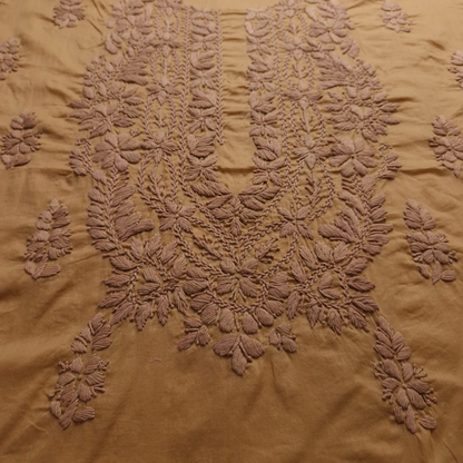 albaas | Lucknavi Chikankari on Soft Lawn Shirt's Front and Sleeves with Dupatta Sprayed with Motifs - Unstitched 2PC Suit   | ALLCSD-36701-GOLD WASH