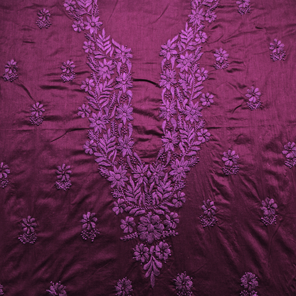 albaas | Lucknavi Chikankari on Soft Lawn Shirt's Front and Sleeves with Dupatta Sprayed with Motifs - Unstitched 2PC Suit   | ALLCSD-36703-BLOOD RED