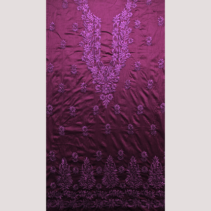 albaas | Lucknavi Chikankari on Soft Lawn Shirt's Front and Sleeves with Dupatta Sprayed with Motifs - Unstitched 2PC Suit   | ALLCSD-36703-BLOOD RED