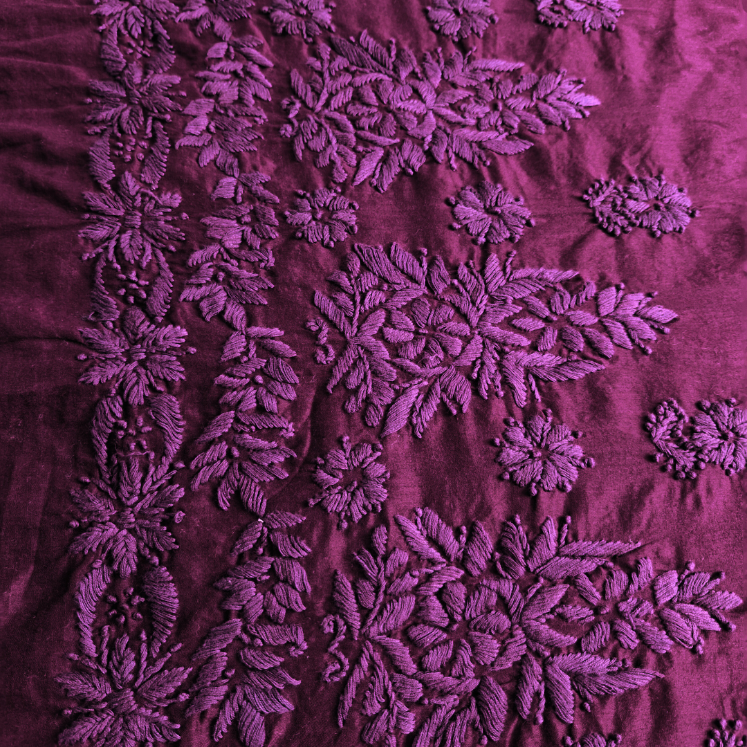 albaas | Lucknavi Chikankari on Soft Lawn Shirt's Front and Sleeves with Dupatta Sprayed with Motifs - Unstitched 2PC Suit   | ALLCSD-36703-BLOOD RED