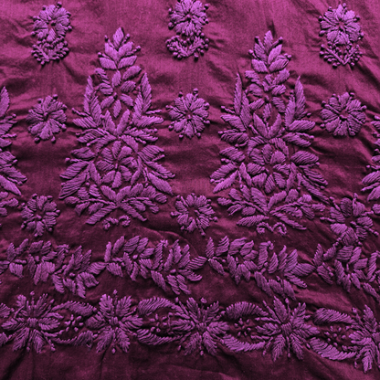 albaas | Lucknavi Chikankari on Soft Lawn Shirt's Front and Sleeves with Dupatta Sprayed with Motifs - Unstitched 2PC Suit   | ALLCSD-36703-BLOOD RED