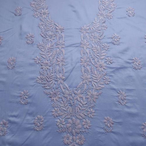 albaas | Lucknavi Chikankari on Soft Lawn Shirt's Front and Sleeves with Dupatta Sprayed with Motifs - Unstitched 2PC Suit   | ALLCSD-36703-SKY BLUE