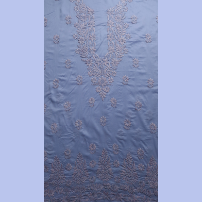 albaas | Lucknavi Chikankari on Soft Lawn Shirt's Front and Sleeves with Dupatta Sprayed with Motifs - Unstitched 2PC Suit   | ALLCSD-36703-SKY BLUE