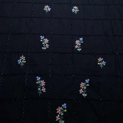 albaas | Tarkashi Multicolour Applique on Lawn Shirt's Front and Sleeves Unstitched 1PC   | ALMULTI-BLACK