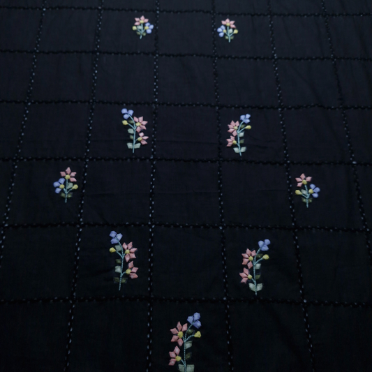 albaas | Tarkashi Multicolour Applique on Lawn Shirt's Front and Sleeves Unstitched 1PC   | ALMULTI-BLACK