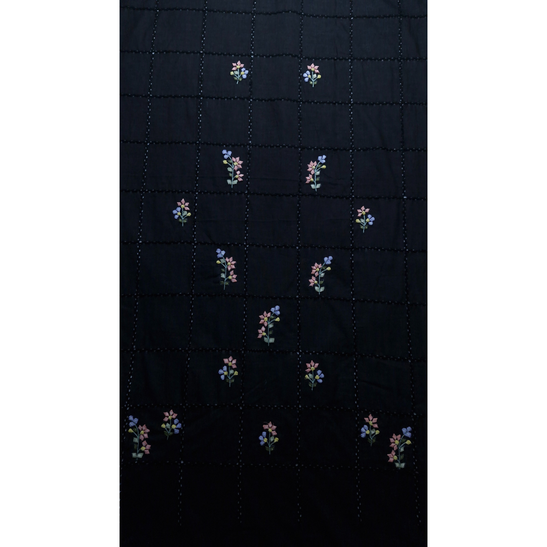 albaas | Tarkashi Multicolour Applique on Lawn Shirt's Front and Sleeves Unstitched 1PC   | ALMULTI-BLACK