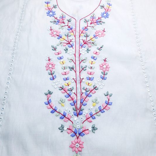 albaas | Tarkashi Applique Premium Lawn Shirt Unstitched 1PC   | ALPremium1-WHITE