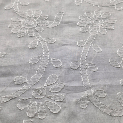 albaas | Tarkashi  Running Stitch on Lawn Dupatta 1PC   | ALRSID1-WHITE