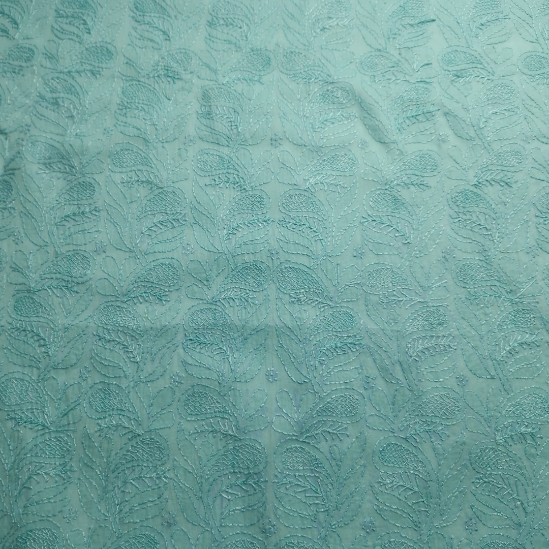 albaas | Shadow Chikankari on Soft Lawn Shirt's Front and Sleeves with Dupatta Sprayed with Motifs - Unstitched 2PC Suit   | ALSSD-36550-AQUA