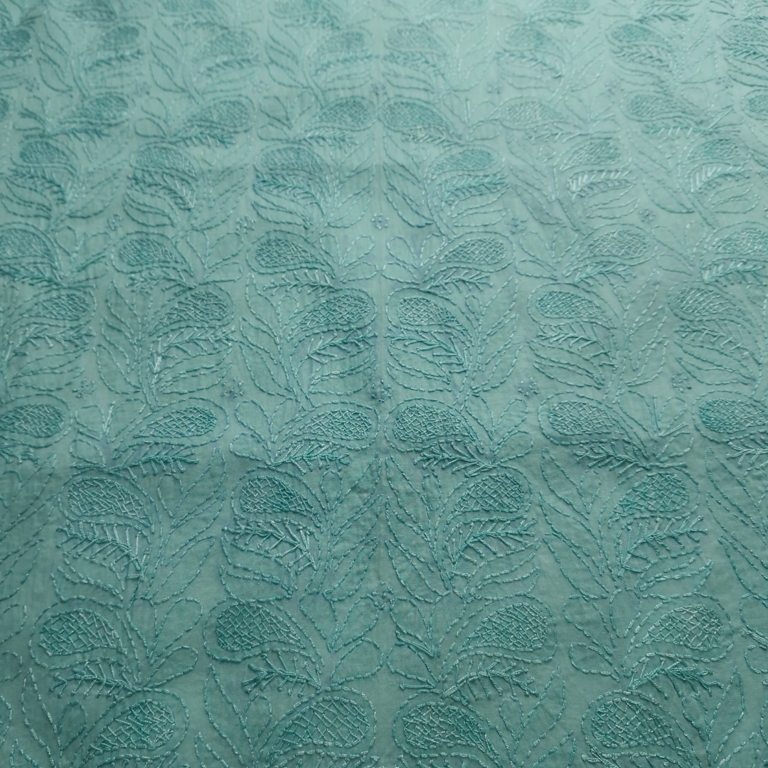 albaas | Shadow Chikankari on Soft Lawn Shirt's Front and Sleeves with Dupatta Sprayed with Motifs - Unstitched 2PC Suit   | ALSSD-36550-AQUA