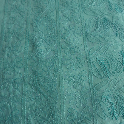 albaas | Shadow Chikankari on Soft Lawn Shirt's Front and Sleeves with Dupatta Sprayed with Motifs - Unstitched 2PC Suit   | ALSSD-36550-AQUA