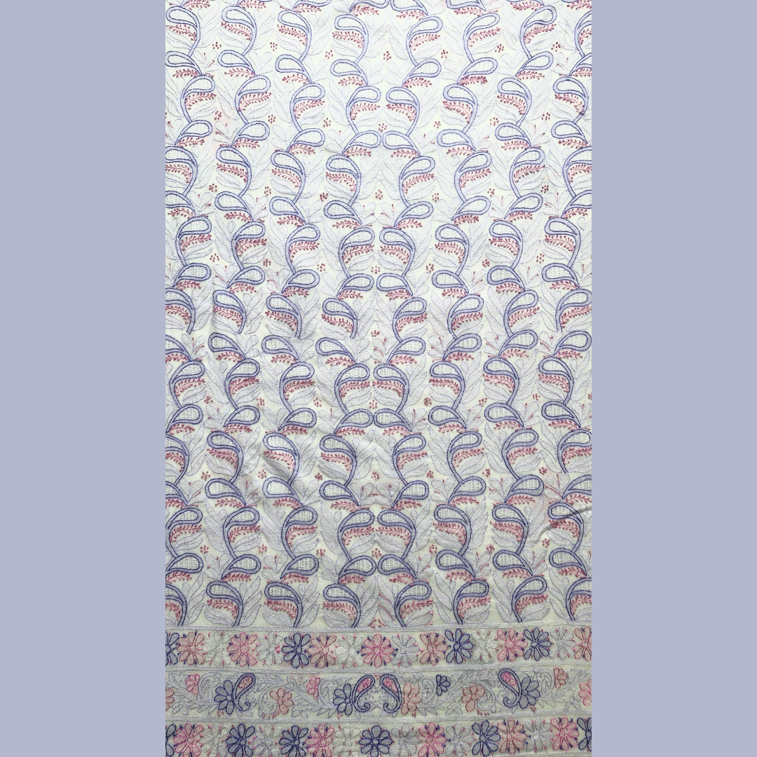 albaas | Shadow Chikankari on Soft Lawn Shirt's Front and Sleeves with Dupatta Sprayed with Motifs - Unstitched 2PC Suit   | ALSSD-36550-B-WHITE