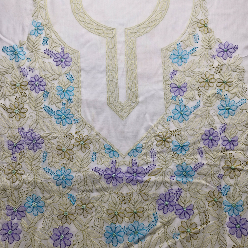 albaas | Shadow Chikankari on Soft Lawn Shirt's Front and Sleeves with Dupatta Sprayed with Motifs - Unstitched 2PC Suit   | ALSSD-36550-D1-WHITE