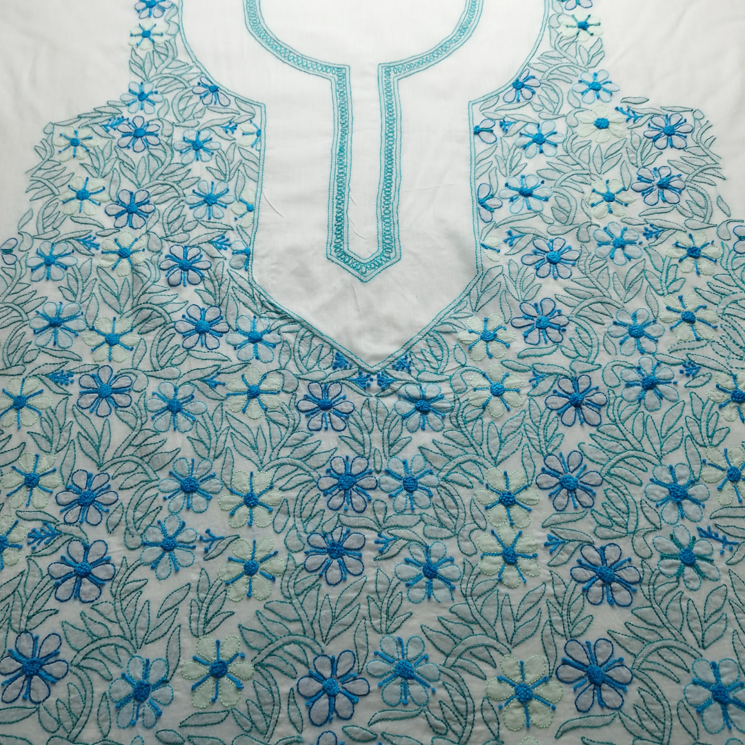 albaas | Shadow Chikankari on Soft Lawn Shirt's Front and Sleeves with Dupatta Sprayed with Motifs - Unstitched 2PC Suit   | ALSSD-36550-D4-WHITE