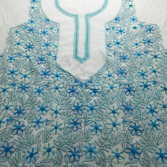 albaas | Shadow Chikankari on Soft Lawn Shirt's Front and Sleeves with Dupatta Sprayed with Motifs - Unstitched 2PC Suit   | ALSSD-36550-D4-WHITE