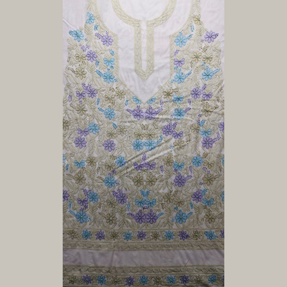 albaas | Shadow Chikankari on Soft Lawn Shirt's Front and Sleeves with Dupatta Sprayed with Motifs - Unstitched 2PC Suit   | ALSSD-36550-D1-WHITE