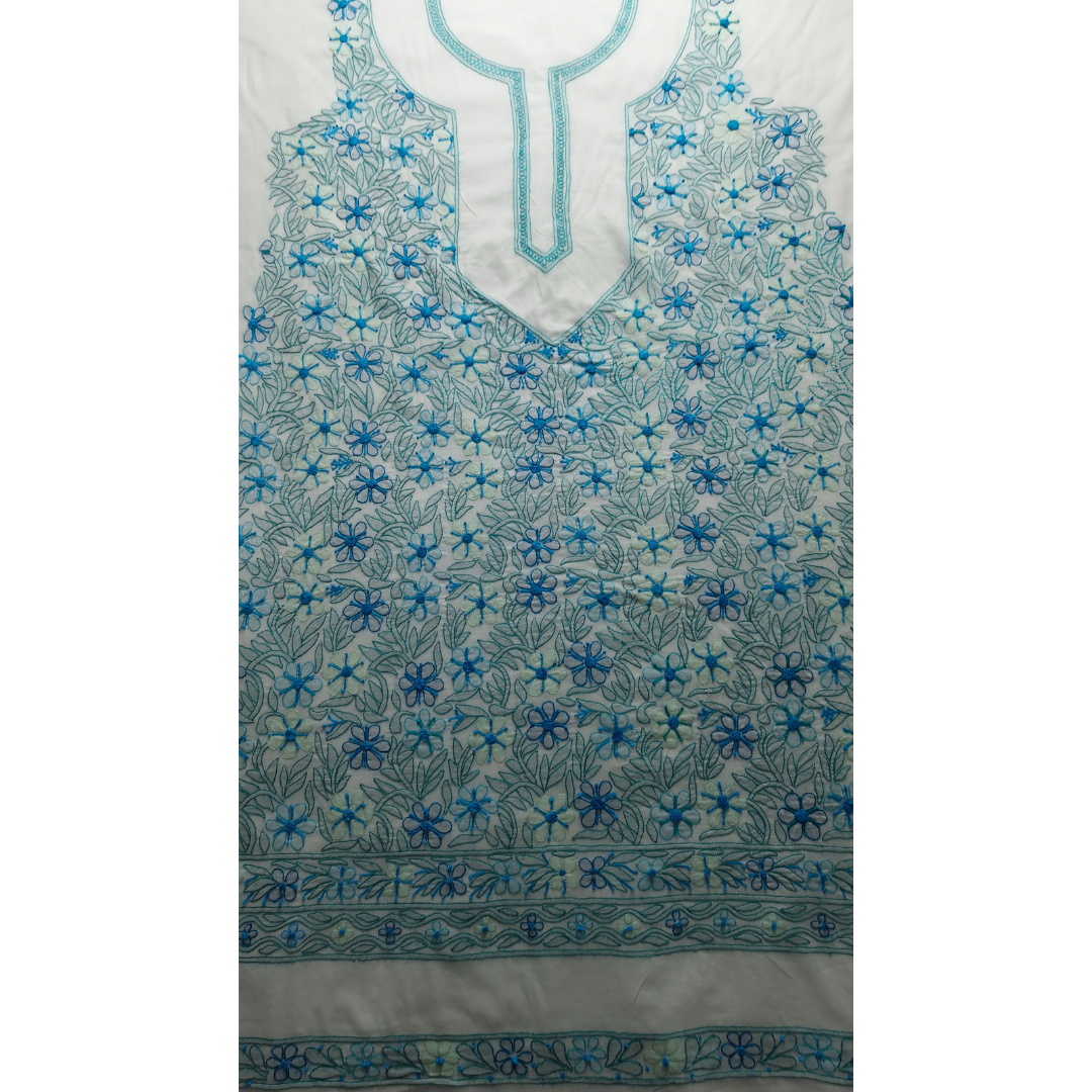 albaas | Shadow Chikankari on Soft Lawn Shirt's Front and Sleeves with Dupatta Sprayed with Motifs - Unstitched 2PC Suit   | ALSSD-36550-D4-WHITE