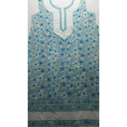 albaas | Shadow Chikankari on Soft Lawn Shirt's Front and Sleeves with Dupatta Sprayed with Motifs - Unstitched 2PC Suit   | ALSSD-36550-D4-WHITE