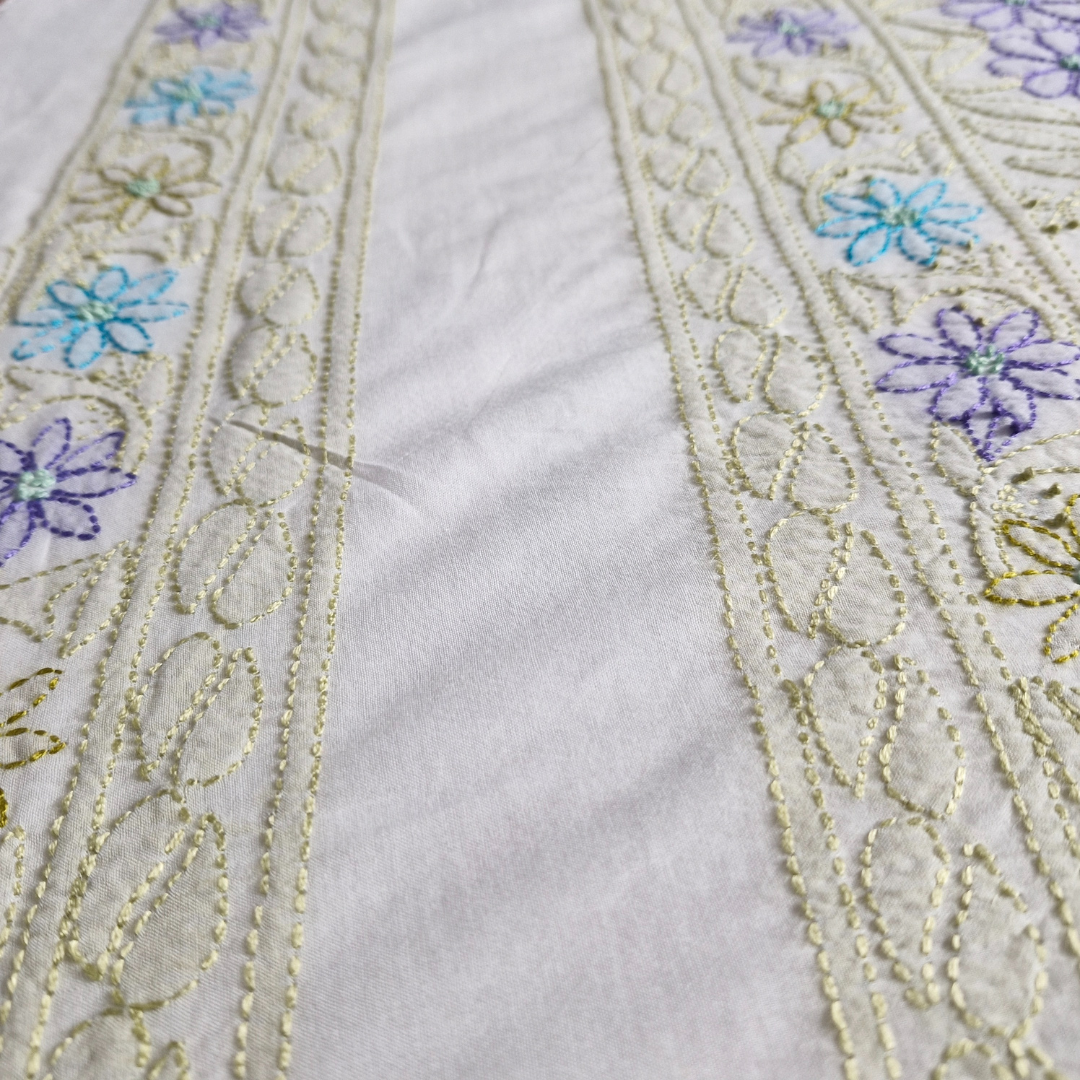 albaas | Shadow Chikankari on Soft Lawn Shirt's Front and Sleeves with Dupatta Sprayed with Motifs - Unstitched 2PC Suit   | ALSSD-36550-D1-WHITE