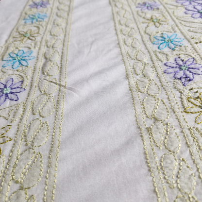 albaas | Shadow Chikankari on Soft Lawn Shirt's Front and Sleeves with Dupatta Sprayed with Motifs - Unstitched 2PC Suit   | ALSSD-36550-D1-WHITE