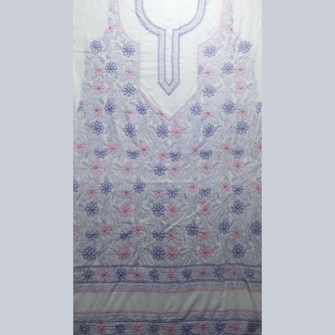 albaas | Shadow Chikankari on Soft Lawn Shirt's Front and Sleeves with Dupatta Sprayed with Motifs - Unstitched 2PC Suit   | ALSSD-36550-D2-WHITE