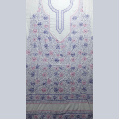 albaas | Shadow Chikankari on Soft Lawn Shirt's Front and Sleeves with Dupatta Sprayed with Motifs - Unstitched 2PC Suit   | ALSSD-36550-D2-WHITE