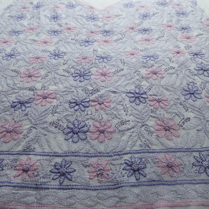 albaas | Shadow Chikankari on Soft Lawn Shirt's Front and Sleeves with Dupatta Sprayed with Motifs - Unstitched 2PC Suit   | ALSSD-36550-D2-WHITE