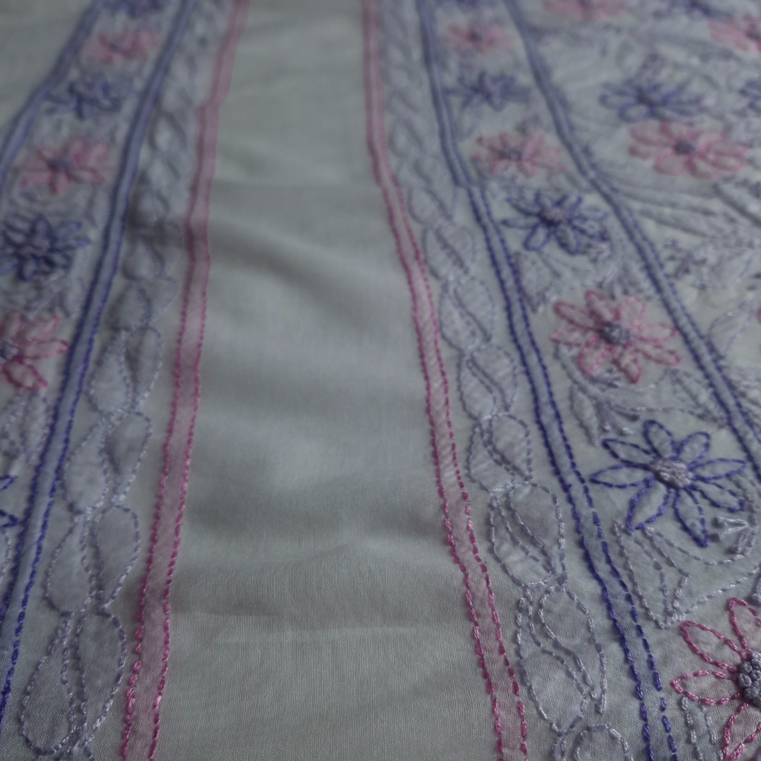 albaas | Shadow Chikankari on Soft Lawn Shirt's Front and Sleeves with Dupatta Sprayed with Motifs - Unstitched 2PC Suit   | ALSSD-36550-D2-WHITE