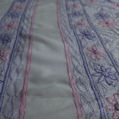 albaas | Shadow Chikankari on Soft Lawn Shirt's Front and Sleeves with Dupatta Sprayed with Motifs - Unstitched 2PC Suit   | ALSSD-36550-D2-WHITE