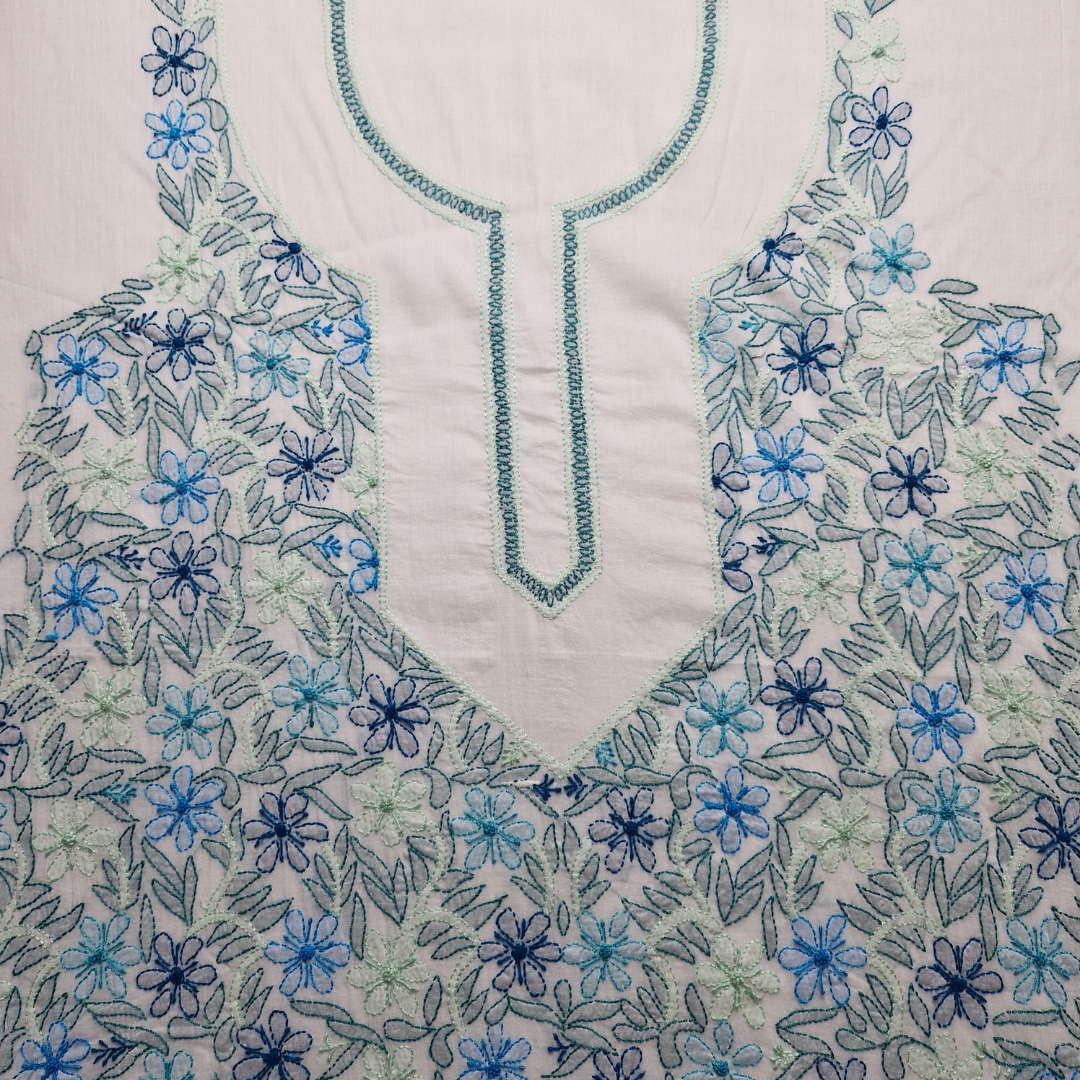 albaas | Shadow Chikankari on Soft Lawn Shirt's Front and Sleeves with Dupatta Sprayed with Motifs - Unstitched 2PC Suit   | ALSSD-36550-D3-WHITE