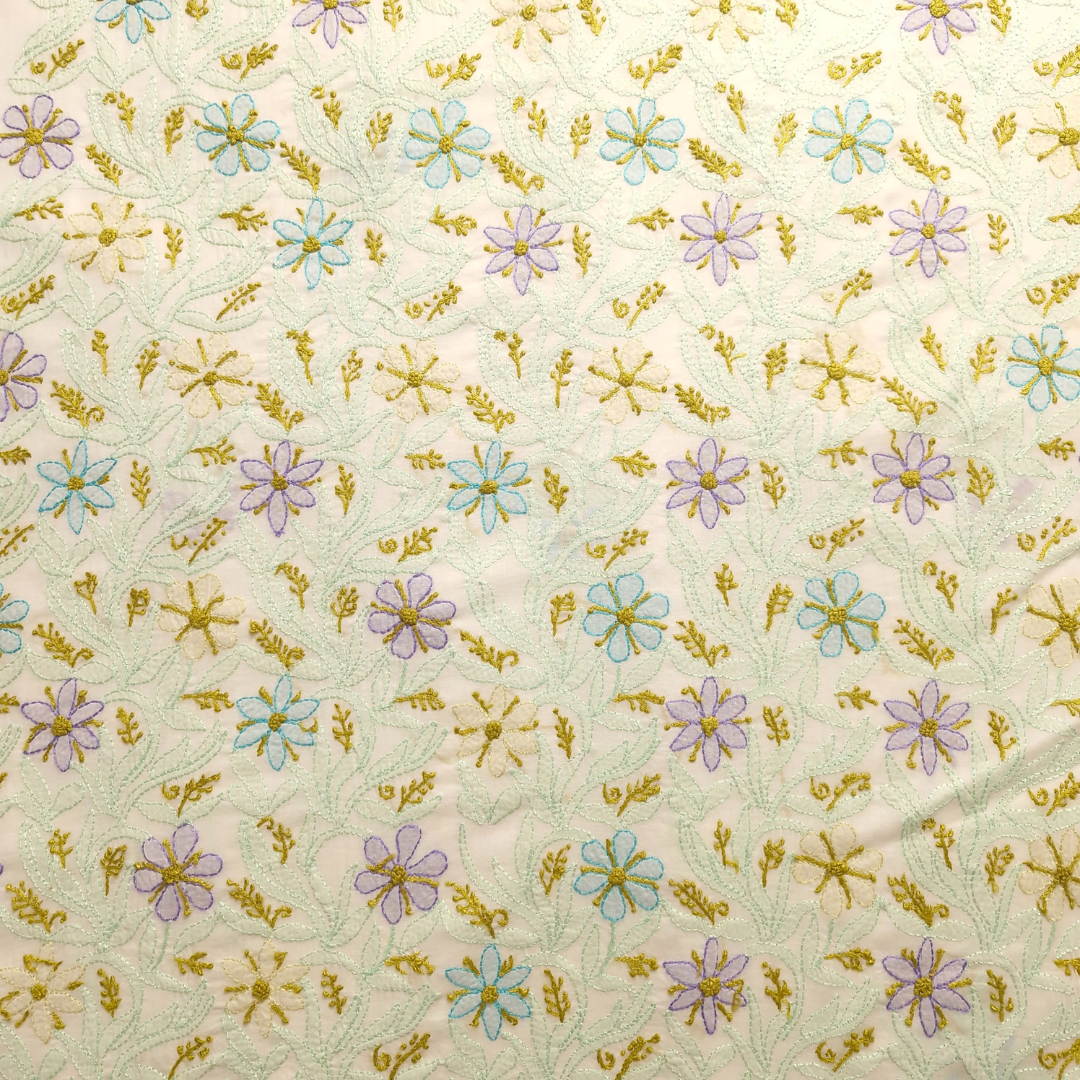 albaas | Shadow Chikankari on Soft Lawn Shirt's Front and Sleeves with Dupatta Sprayed with Motifs - Unstitched 2PC Suit   | ALSSD-36550-E-WHITE