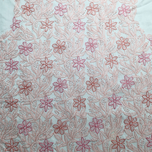 albaas | Shadow Chikankari on Soft Lawn Shirt's Front and Sleeves with Dupatta Sprayed with Motifs - Unstitched 2PC Suit   | ALSSD-36550-E-PINK-O-WHITE