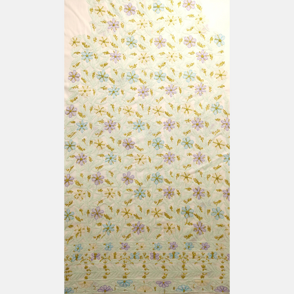 albaas | Shadow Chikankari on Soft Lawn Shirt's Front and Sleeves with Dupatta Sprayed with Motifs - Unstitched 2PC Suit   | ALSSD-36550-E-WHITE