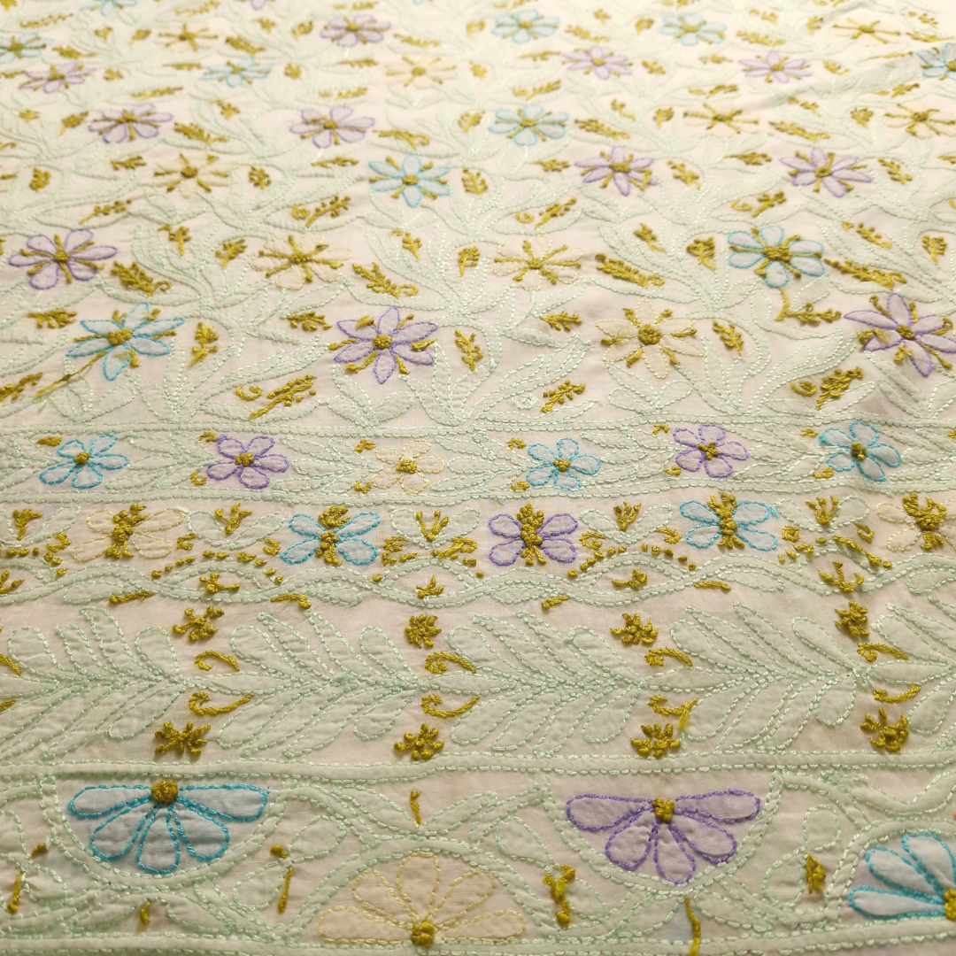 albaas | Shadow Chikankari on Soft Lawn Shirt's Front and Sleeves with Dupatta Sprayed with Motifs - Unstitched 2PC Suit   | ALSSD-36550-E-WHITE