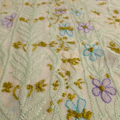 albaas | Shadow Chikankari on Soft Lawn Shirt's Front and Sleeves with Dupatta Sprayed with Motifs - Unstitched 2PC Suit   | ALSSD-36550-E-WHITE