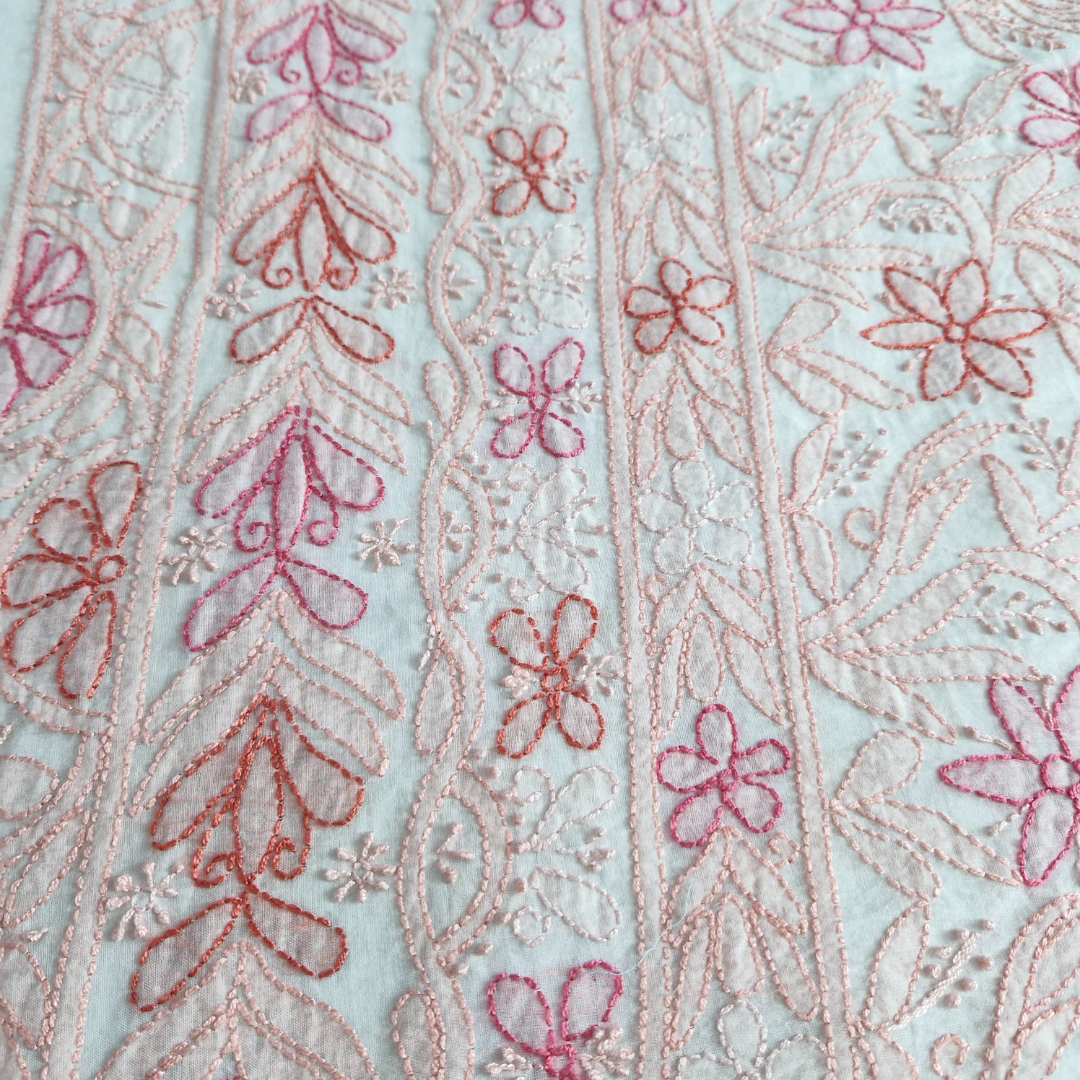 albaas | Shadow Chikankari on Soft Lawn Shirt's Front and Sleeves with Dupatta Sprayed with Motifs - Unstitched 2PC Suit   | ALSSD-36550-E-PINK-O-WHITE