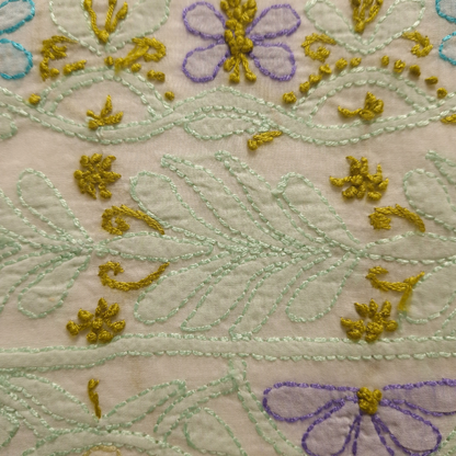 albaas | Shadow Chikankari on Soft Lawn Shirt's Front and Sleeves with Dupatta Sprayed with Motifs - Unstitched 2PC Suit   | ALSSD-36550-E-WHITE