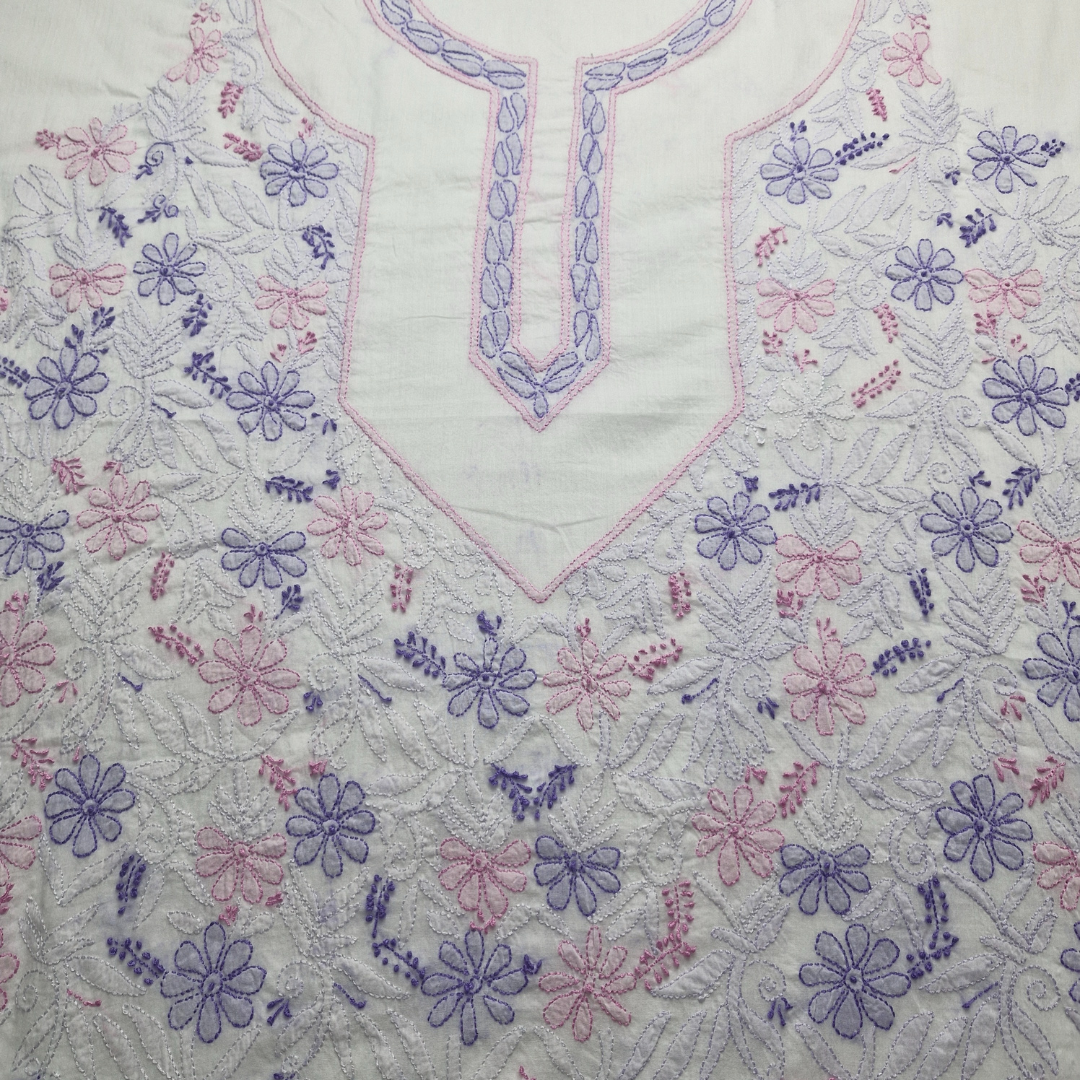 albaas | Shadow Chikankari on Soft Lawn Shirt's Front and Sleeves with Dupatta Sprayed with Motifs - Unstitched 2PC Suit   | ALSSD-36550-H-WHITE