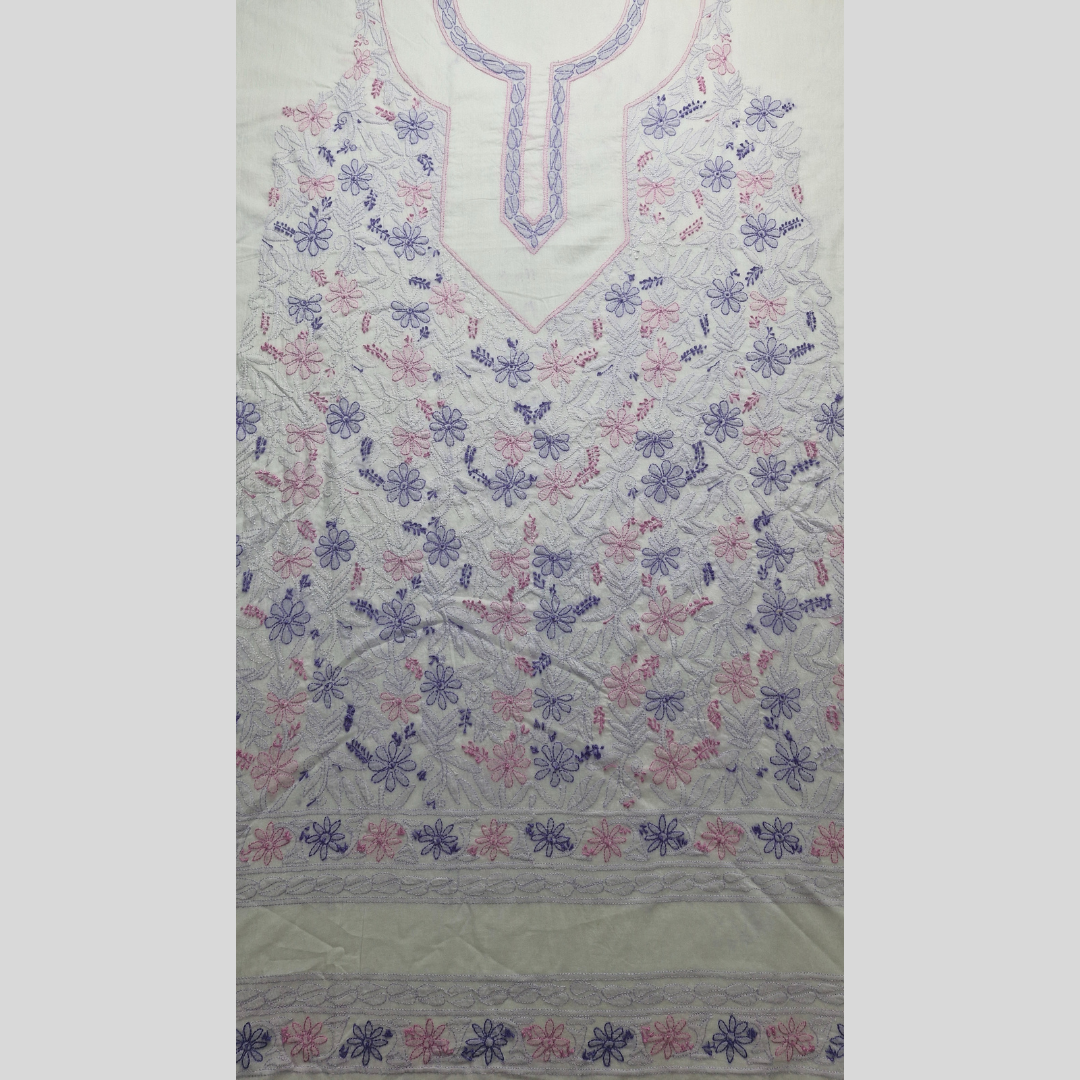 albaas | Shadow Chikankari on Soft Lawn Shirt's Front and Sleeves with Dupatta Sprayed with Motifs - Unstitched 2PC Suit   | ALSSD-36550-H-WHITE