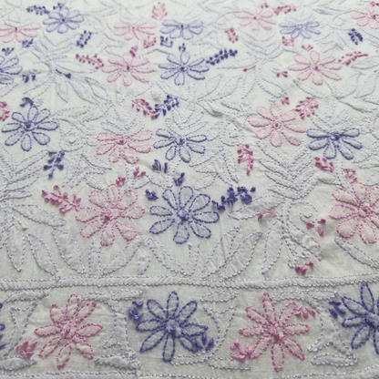 albaas | Shadow Chikankari on Soft Lawn Shirt's Front and Sleeves with Dupatta Sprayed with Motifs - Unstitched 2PC Suit   | ALSSD-36550-H-WHITE