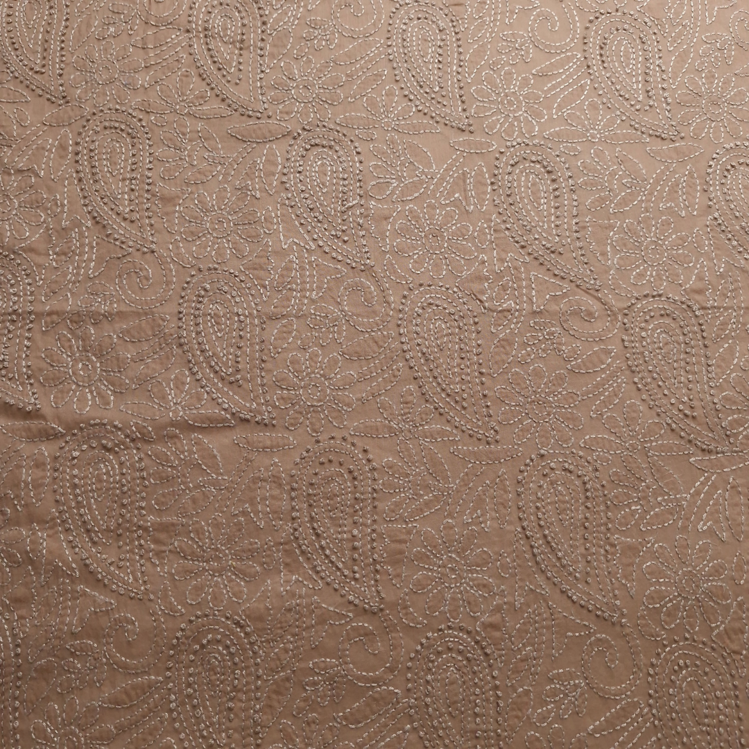 albaas | Shadow Chikankari on Soft Lawn Shirt's Front and Sleeves with Dupatta Sprayed with Motifs - Unstitched 2PC Suit   | ALSSD-36550-KHAKI