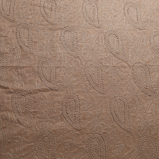 albaas | Shadow Chikankari on Soft Lawn Shirt's Front and Sleeves with Dupatta Sprayed with Motifs - Unstitched 2PC Suit   | ALSSD-36550-KHAKI