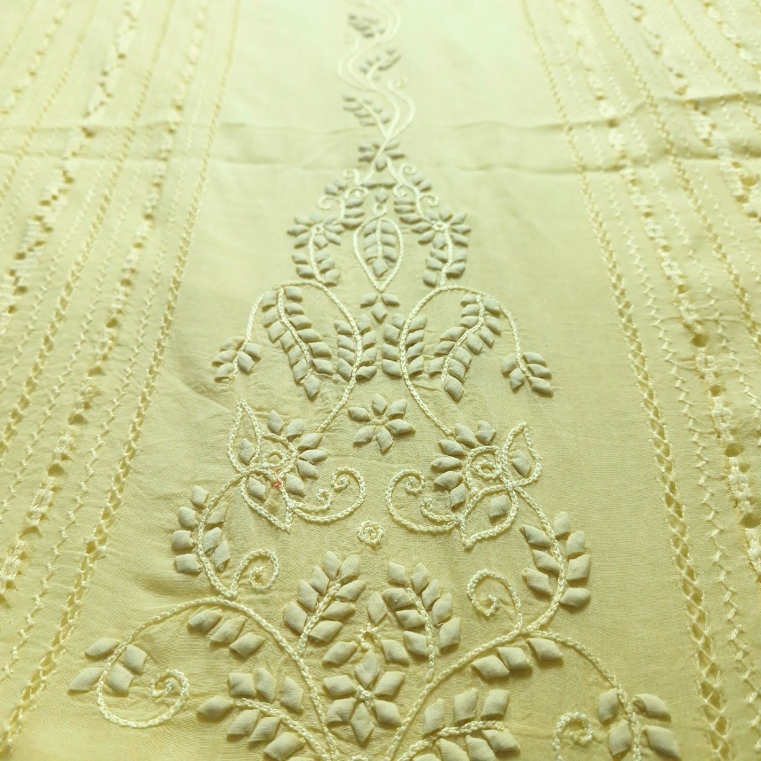 albaas | Tarkashi Applique on Lawn Shirt's Front and Sleeves Unstitched 1PC   | ALTAS-36558-BABY YELLOW