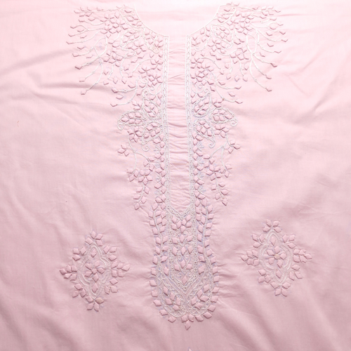 albaas | Tarkashi  Applique on Cotton Lawn Shirt's Front and Sleeves with Matching Plain Trousers - Unstitched 2PC Suit   | ALTAST-36531-BABY PINK