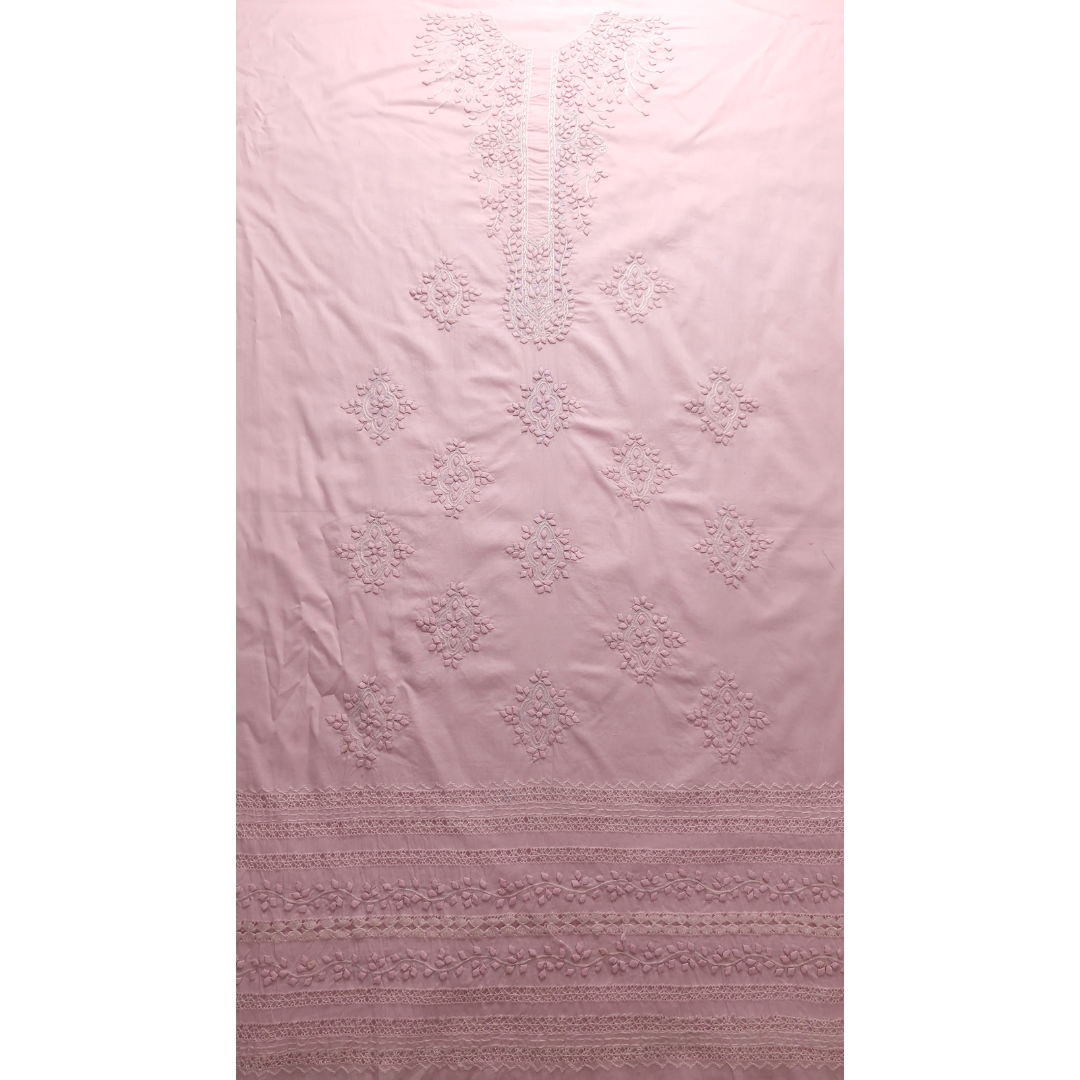 albaas | Tarkashi  Applique on Cotton Lawn Shirt's Front and Sleeves with Matching Plain Trousers - Unstitched 2PC Suit   | ALTAST-36531-BABY PINK