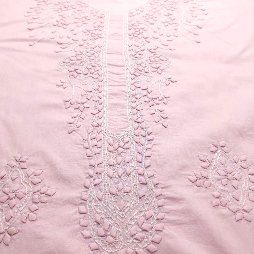 albaas | Tarkashi  Applique on Cotton Lawn Shirt's Front and Sleeves with Matching Plain Trousers - Unstitched 2PC Suit   | ALTAST-36531-BABY PINK